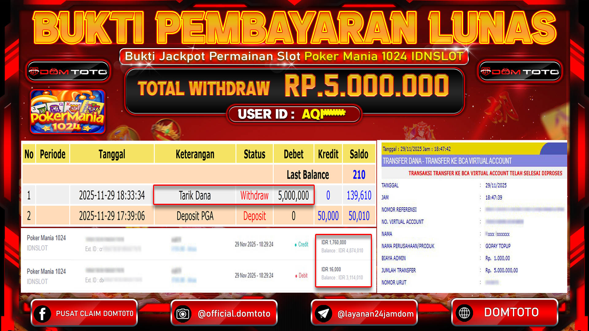 JACKPOT  Poker Mania 1024 IDNSLOT 29 NOVEMBER 2025